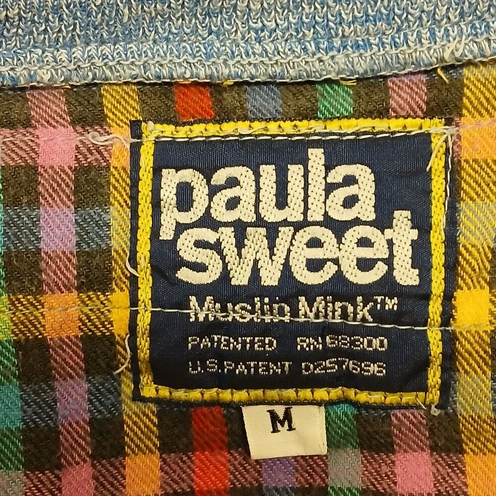VTG Paula Sweet Sweatshirt Women's Muslin Mink Fringed Pullover Patchwork Medium